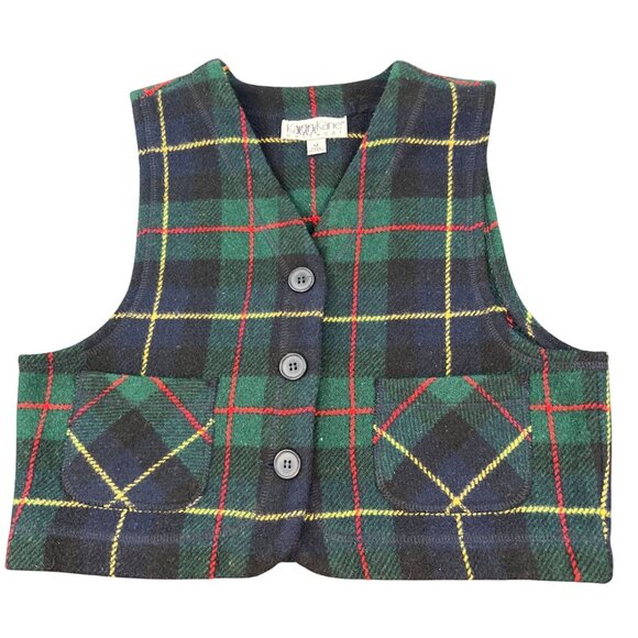 Vintage Karen Kane women’s Plaid Wool-Blend Vest Sz Medium Y2K Old Money Preppy - Picture 1 of 9